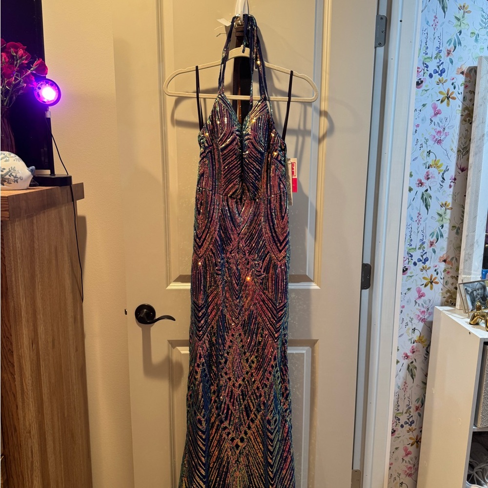 PromGirl Multicolor Sequin Prom Dress - Picture 4 of 5